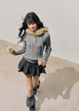AOMALM knit sweater, Korean hooded knit top, women winter sweater, slim fit knit hoodie, cable knit sweater women, feminine winter top, soft knit hoodie, Korean fashion winter, cozy knit top women, winter layering sweater, hooded cable knit, soft girl aesthetic knit, winter slim sweater, Korean style knitwear, women hooded sweater