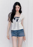 fragileheart top, korean summer top, color block top, layered summer top, strapless inner top, feminine korean fashion, preppy fitted top, contrast layered tee, cute summer top, soft girl korean outfit, ribbon detail top, stylish casual top