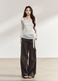 Dark gray relaxed wide-leg trousers with a tailored waistband