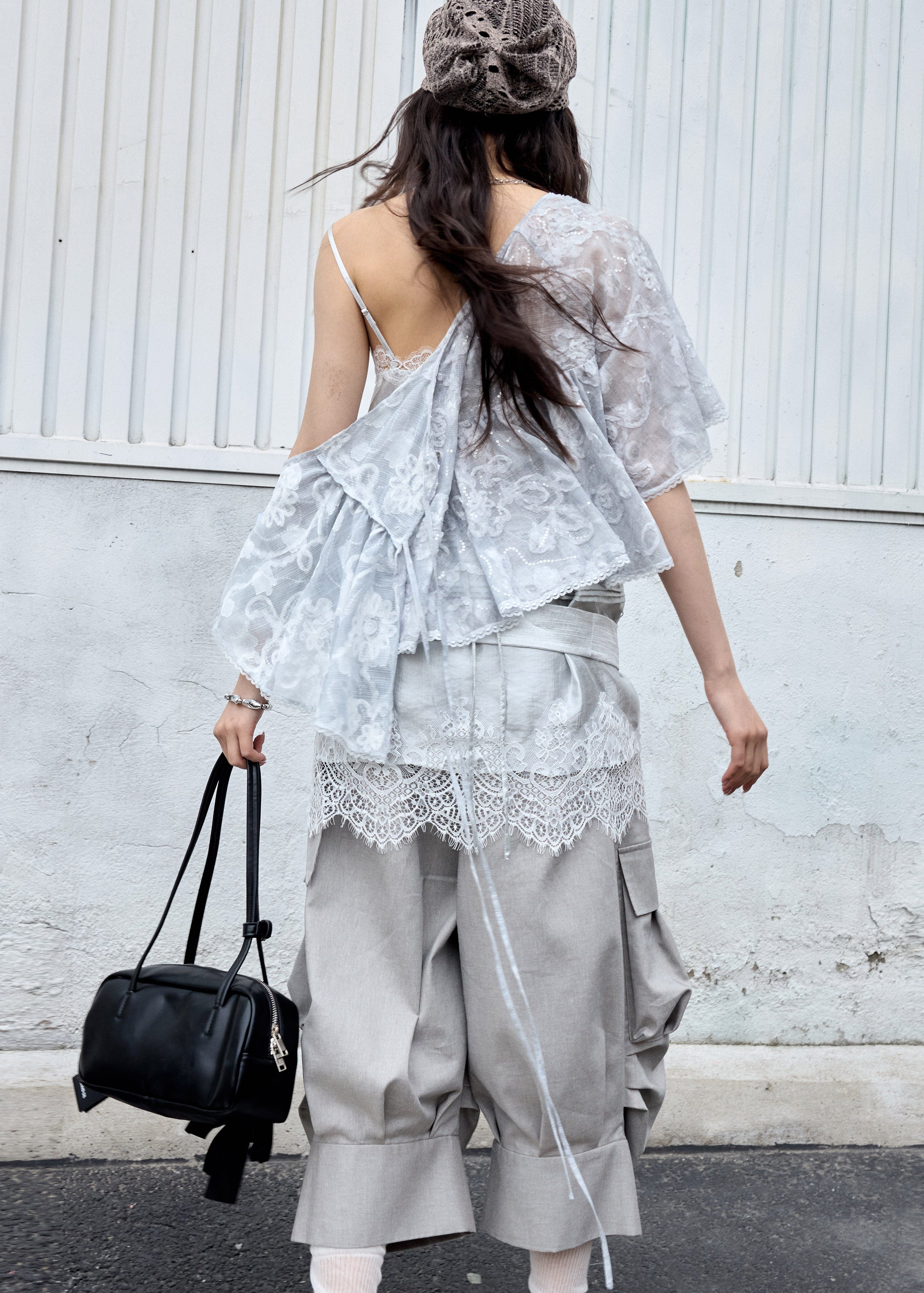 jnylon camisole, lace patchwork camisole, white satin cami top, korean fashion top, stylish korean camisole, lace trim cami, relaxed summer camisole, romantic lace top, cool white cami, satin lace-up top