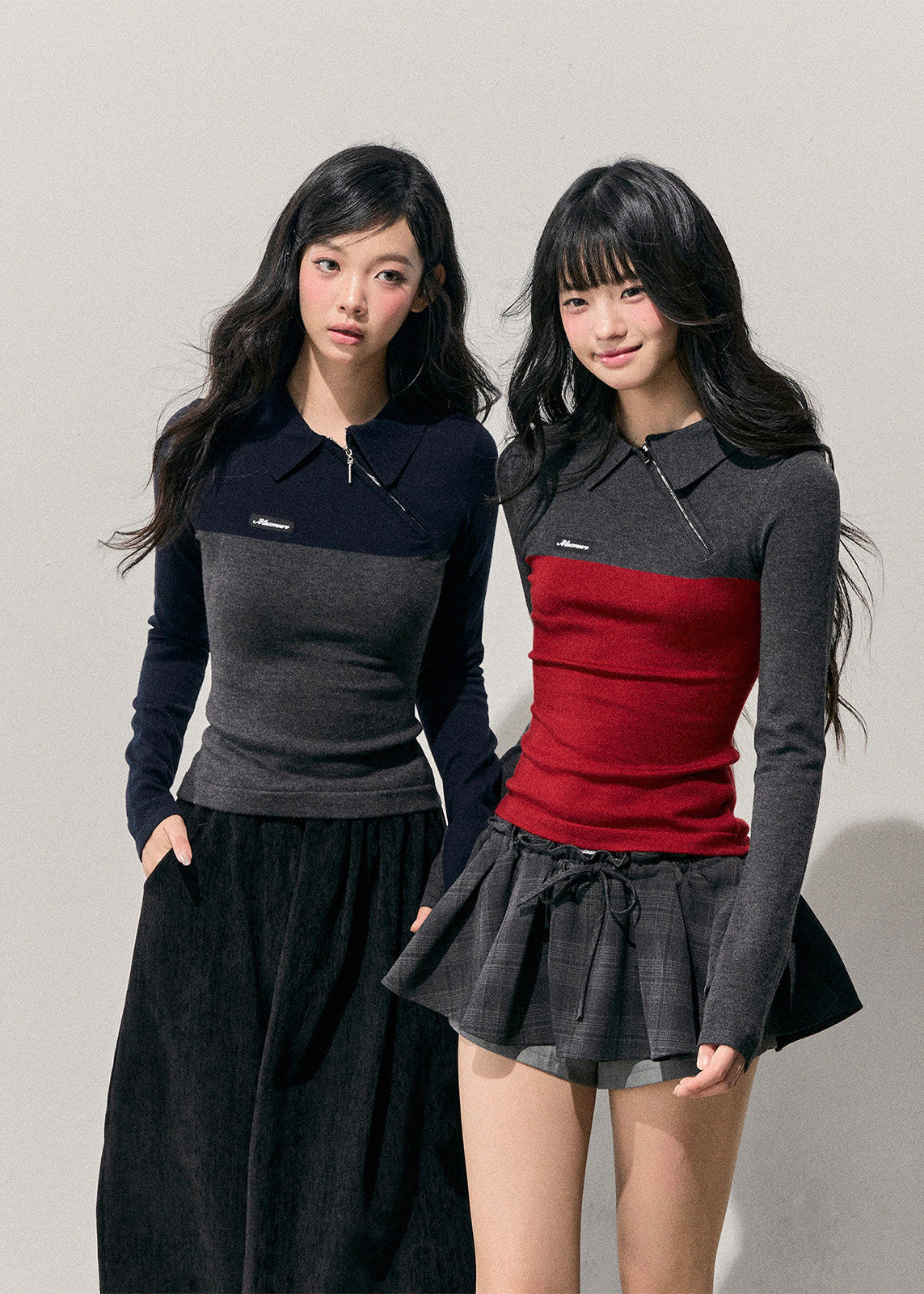 women knit top, slim polo top, long sleeve knit shirt, korean style top, feminine knitwear, autumn winter top, polo collar knit, slimming top women, stretch knit shirt, casual knit top, soft feminine top, layered winter top, everyday knitwear, stylish women top, minimal knit top, korean fashion women, fall winter clothing, waist slimming top, modern knit shirt, chic knit top