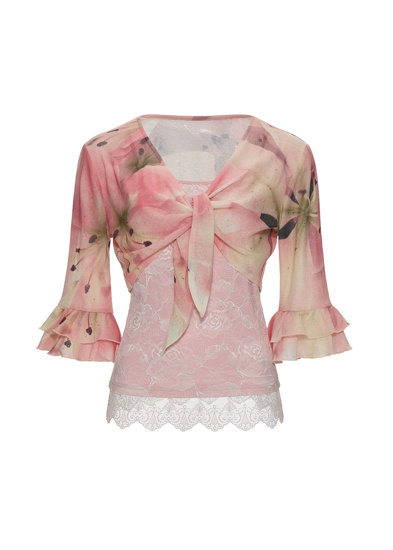 Y2K two-piece top set styled with wide-leg pants