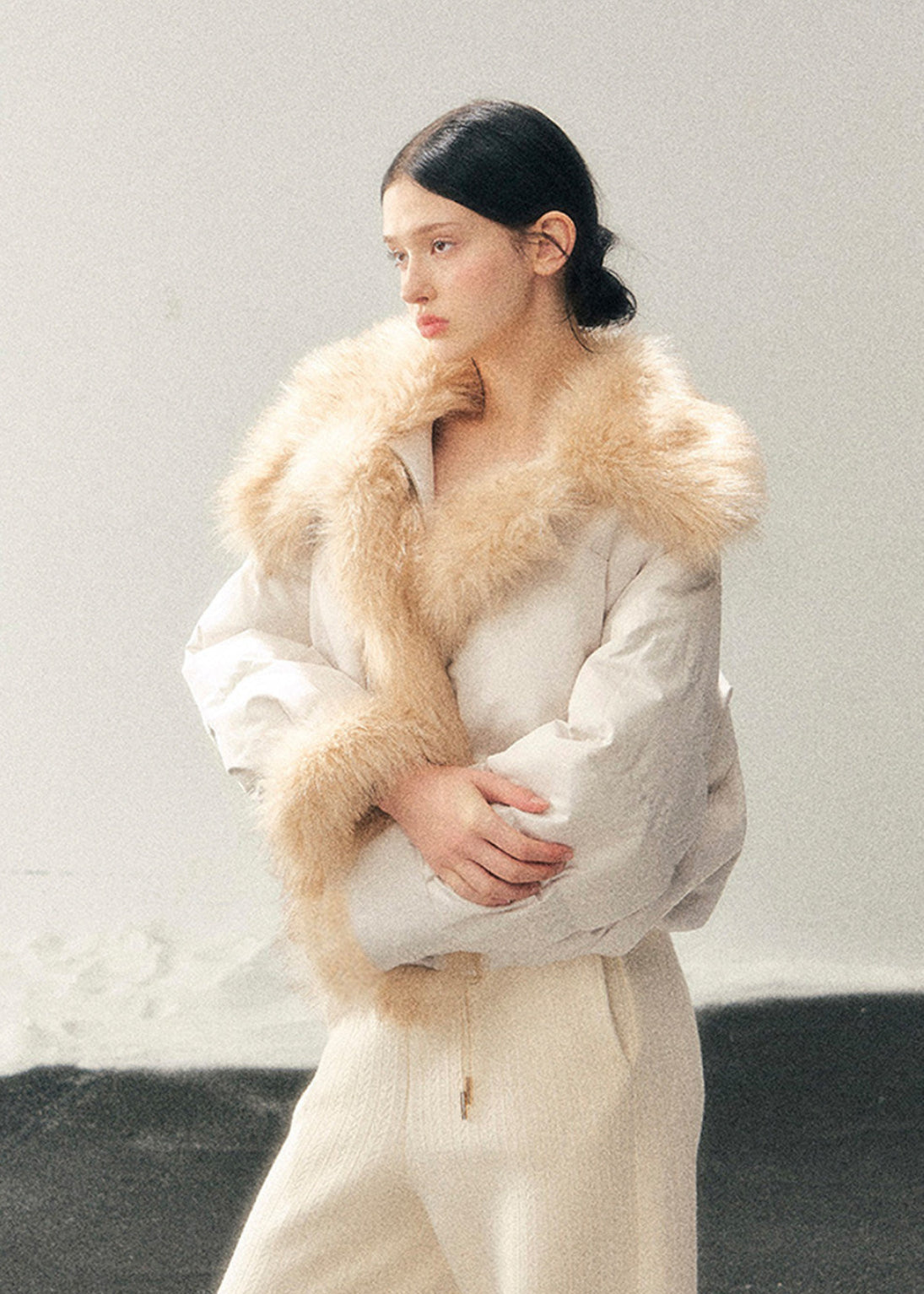 white duck down jacket, fur collar down jacket, women winter down coat, korean style down jacket, feminine winter jacket, short down jacket women, warm winter coat women, plush fur collar jacket, luxury winter outerwear women, soft aesthetic winter coat, padded winter jacket women, aomalm winter jacket, cozy down jacket women, elegant winter coat, fashion down jacket