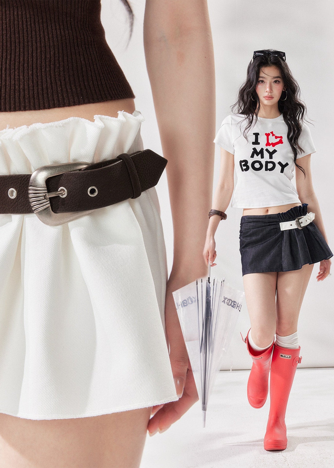 high waist mini skirt, belted mini skirt women, shirred waist skirt, irregular a line skirt, white mini skirt, black mini skirt, american style skirt, summer skirt women, korean fashion skirt, stylish casual skirt, trendy summer outfit, city style outfit women
