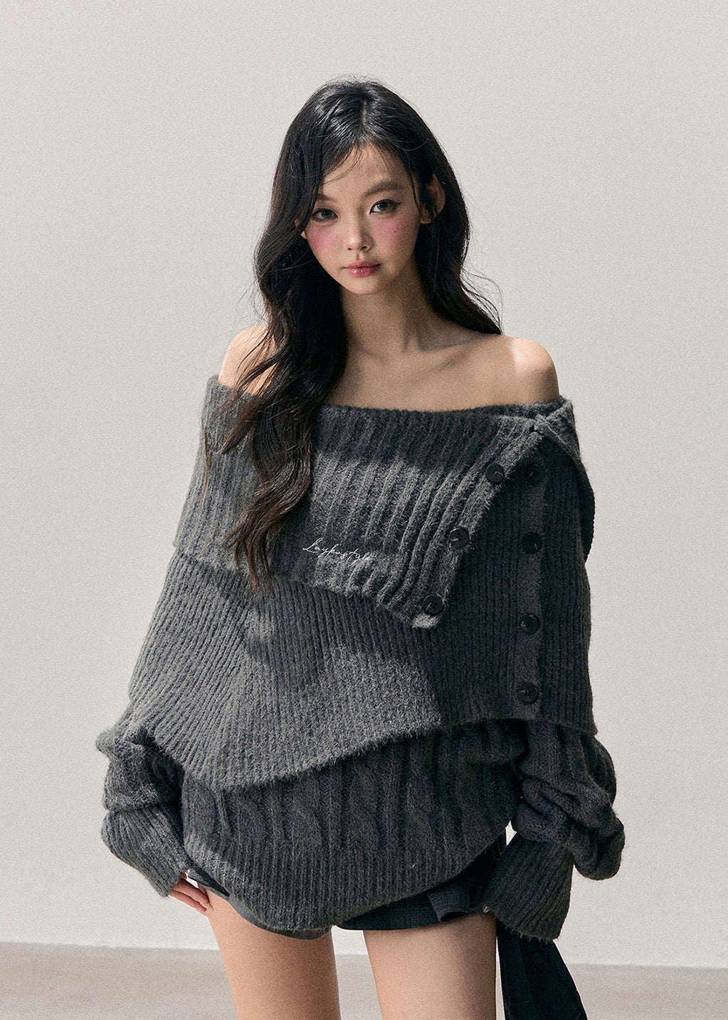 Korean knit set, off shoulder sweater set, winter knitted two piece outfit, Korean aesthetic knitwear, soft girl winter outfit, feminine knit top, off shoulder knit sweater, ribbed knit two piece, AOMALM knit set, Korean fashion winter outfits, cozy winter knit set, oversized knit sweater Korean, cute winter matching set, soft feminine knitwear, Korean girl style outfit, winter soft knit top, moody winter aesthetic clothing, trendy knit two piece women.
