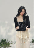 AOMALM bow lace top, French romantic plaid blouse, feminine lace layered knitwear, Korean elegant spring top women, quiet luxury romantic outfit, Parisian inspired lace bow blouse, delicate plaid lace camisole top, romantic Korean French aesthetic clothing, soft feminine spring knit, elegant ribbon detail blouse, refined luxury womenswear top, lightweight lace layered shirt, romantic spring fashion women, feminine Korean designer inspired blouse, delicate bow lace knit top