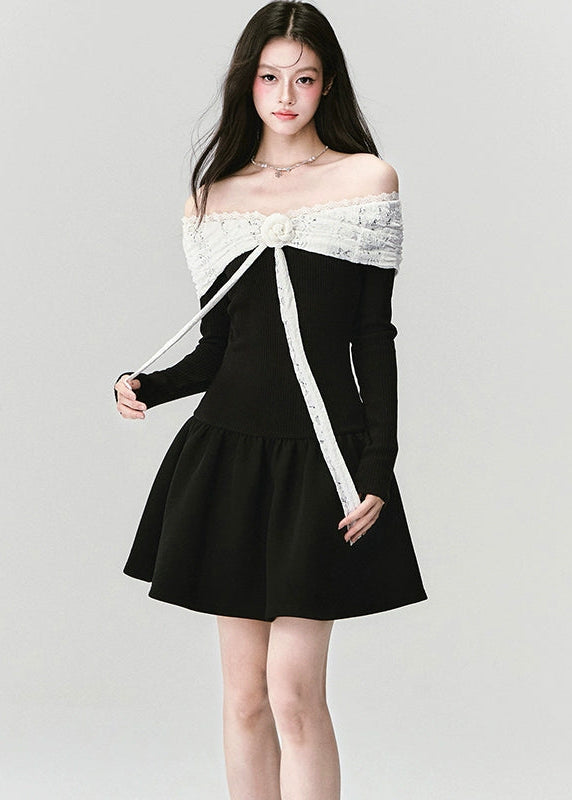 A declaration in silk and lace — the Confession Overture Dress embodies Fragileheart’s vision of refined rebellion. The sculpted off-shoulder neckline wraps delicately around the collarbone, accented by a lace ribbon rose that drapes like a whispered vow. Its cinched waist and flowing skirt create a timeless silhouette of grace, evoking the poise of a modern princess with quiet power.