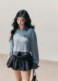AOMALM knit top, Korean style sweater, faux layered knit, polo collar sweater, plaid collar top, women winter knitwear, soft feminine sweater, preppy Korean top, fall winter sweater women, slim knit top, casual Korean fashion, layered look sweater, aesthetic knit top, women long sleeve knit, Korean preppy style, everyday knitwear, soft wool touch sweater