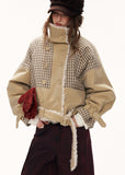 plaid spliced jacket women, fur collar jacket women, y2k street jacket, oversized lapel jacket, autumn winter jacket women, fashion street outerwear, casual statement jacket, retro inspired jacket, mixed fabric jacket women, trendy winter jacket, high fashion street jacket, mamc outerwear style, bold women jacket, streetwear coat women, y2k fashion jacket