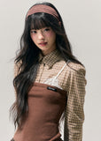AOMALM knit top, Korean feminine top, plaid knit shirt women, fake layered top, autumn winter knitwear, Korean style long sleeve top, slimming knit blouse, soft feminine fashion, winter plaid top women, aesthetic Korean clothing, layered look knit top, slim fit winter top, cozy knit women, cute Korean outfit, everyday winter top