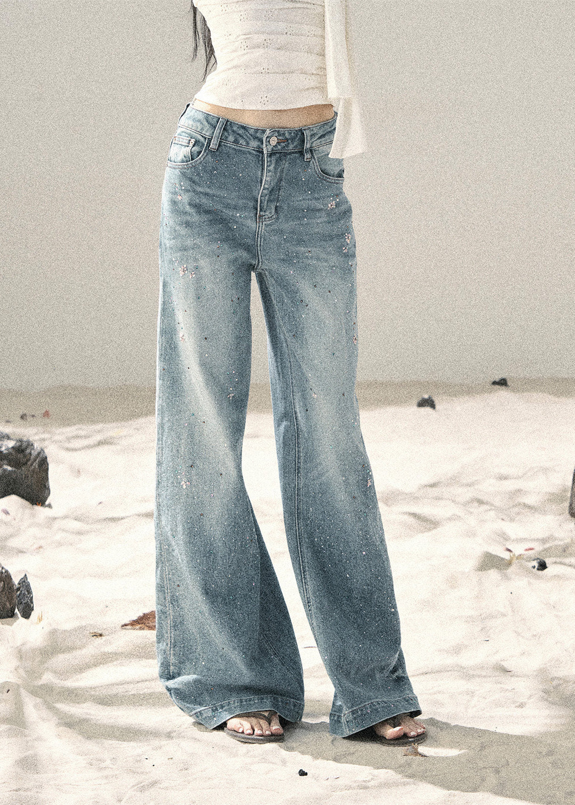 aomalm jeans, wide leg jeans women, sequin jeans, galaxy denim pants, korean feminine jeans, straight wide leg denim, summer jeans women, pear shape jeans, vintage blue jeans, cotton denim trousers, stardust jeans, feminine korean fashion