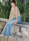 oakmoo cover up, knit cover up women, hollow knit shawl, seaside vacation cover up, linen blend knit top, asymmetric knit top, summer sun protection shawl, korean minimal fashion, resort cover up, open knit poncho, lightweight summer layer, vacation knitwear