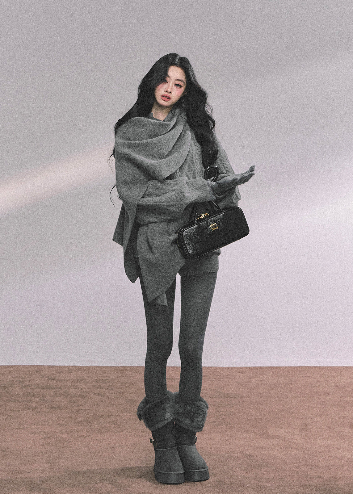 AOMALM knit set, Korean sweater set women, winter knit shorts set, college style knitwear, cable knit sweater women, feminine winter outfit, Korean cozy set, three piece knit set women, soft knit sweater winter, preppy Korean style outfit, winter lounge set women, scarf sweater set, cute winter knitwear, aesthetic Korean fashion, casual winter knit set