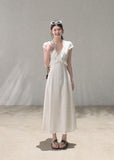 oakmoo dress, lace-up summer dress, resort dress women, lyocell linen dress, feminine summer dress, korean minimal dress, romantic vacation dress, elegant maxi dress, elegant mini dress, waist defined dress, soft summer dress, paris inspired dress