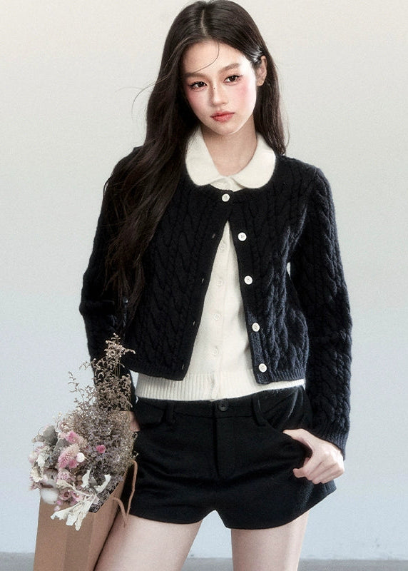 Fragileheart tweed shorts, A-line slacks, luxury Korean fashion, elegant winter outfit, quiet luxury womenswear, pastel noir aesthetic, ivory tailored shorts, minimalist feminine style, K-fashion 2025, modern classic outfit, chic Korean shorts, autumn winter fashion, refined tweed bottoms, sophisticated women’s wear
