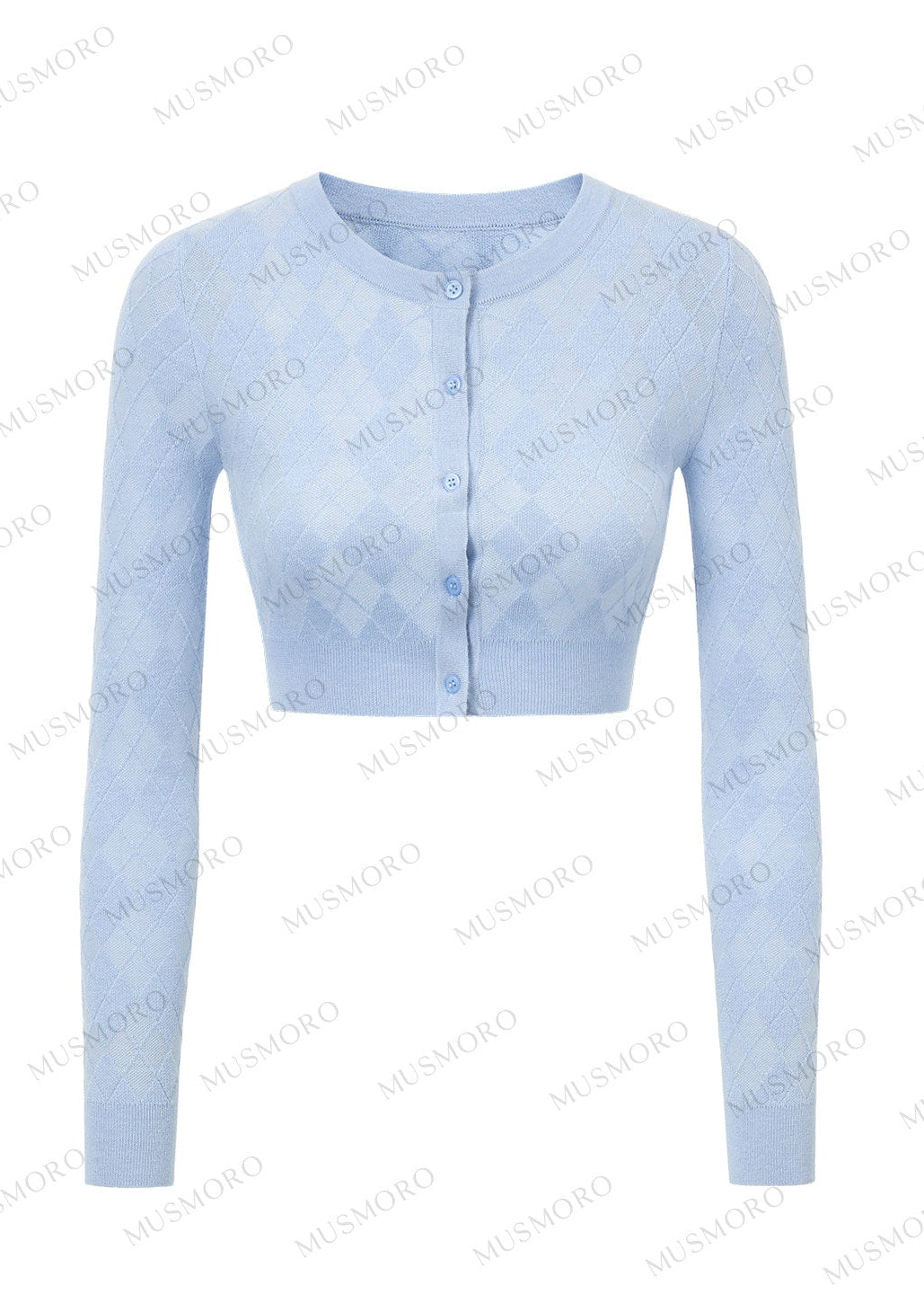 Feminine argyle patterned cardigan and halter top set in three colors
