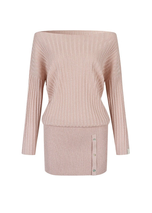 VIAPITTI asymmetric knit dress, one-shoulder ribbed dress set, slanted shoulder knit outfit, silk sheen rib dress women, asym cutout dress autumn, streetwear knit dress set, edgy one-shoulder mini dress, Korean style ribbed dress 2025, knit two-piece asymmetric outfit
