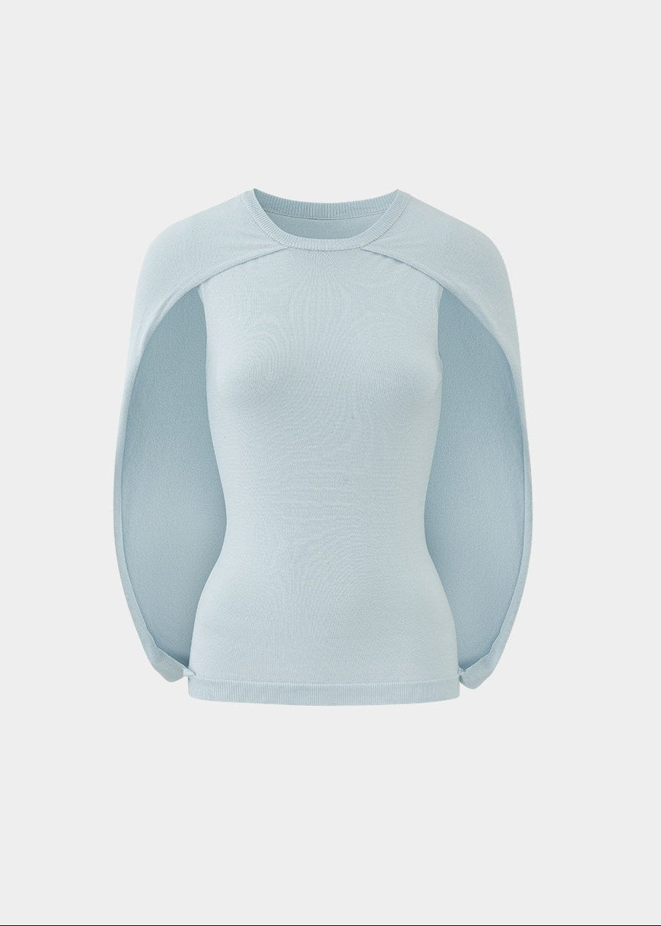 lyocell knit top, cape style top women, sleeveless knit top, korean fashion top, minimalist summer top, draped knit top, lightweight knitwear, breathable fabric top, modern feminine clothing, casual elegant top, soft knit blouse, parisian style clothing, versatile summer outfit, aesthetic fashion top, refined casual wear, clean line top women, flowy knit top, chic everyday top, simple design top, comfortable summer knit