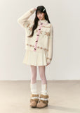 snowflake cardigan, fair isle cardigan, korean style knit sweater, soft fluffy cardigan, winter fuzzy sweater, imitation mink knit, cute korean cardigan, umoumo sweater, soft girl winter outfit, fair isle snowflake knit, cozy winter cardigan, kawaii winter cardigan, feminine knit top, warm fluffy jacket, korean fashion aw 2025