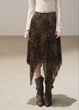 Autumn leopard skirt with flowing layered silhouette