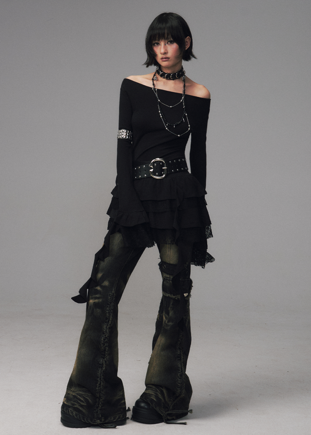 punk flare jeans women
vintage washed bootcut denim
grunge pocket denim pants
raw hem flare jeans
dark streetwear pants women
utility cargo flare jeans
y2k punk denim trousers
distressed drawstring jeans
wide leg bootcut pants edgy
Frustration Garden denim
