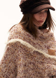 mixed grain sweater women, slanted neck knit top, y2k loose sweater, fleece knit jacket women, high neck sweater women, lazy fit knitwear, street style sweater women, autumn winter knit top, cozy oversized sweater, trendy knit jacket women, mamc sweater style, relaxed fit fleece knit, casual street knitwear, fashion long sleeve sweater, y2k streetwear knit