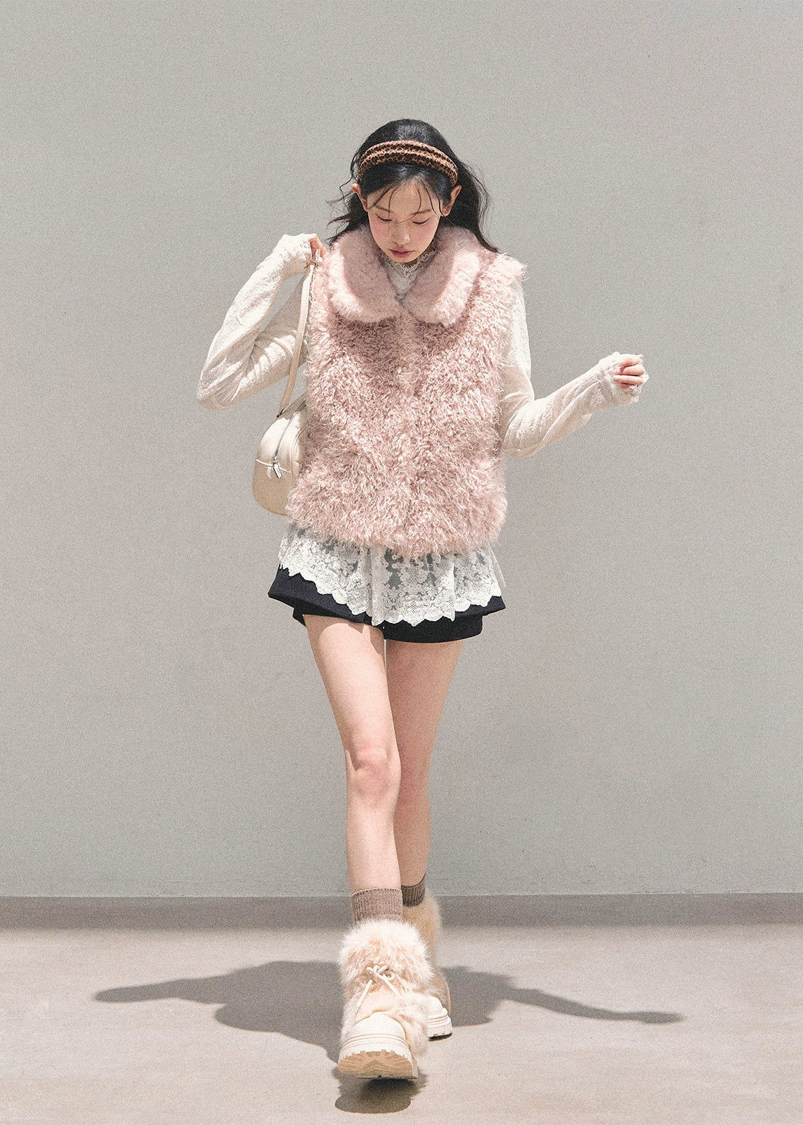 dream faux fur vest, korean sweet winter vest, soft feminine gilet, reversible plush vest, fluffy winter layering top, AOMALM vest, girly winter outfit, soft pastel fur vest, cozy faux fur jacket women, korean fashion winter 2025, cute fluffy vest, warm layering piece, sweet girly aesthetic clothing, winter plush outerwear, faux fur sleeveless jacket, kawaii winter fashion, fluffy reversible vest women, soft texture vest outfit