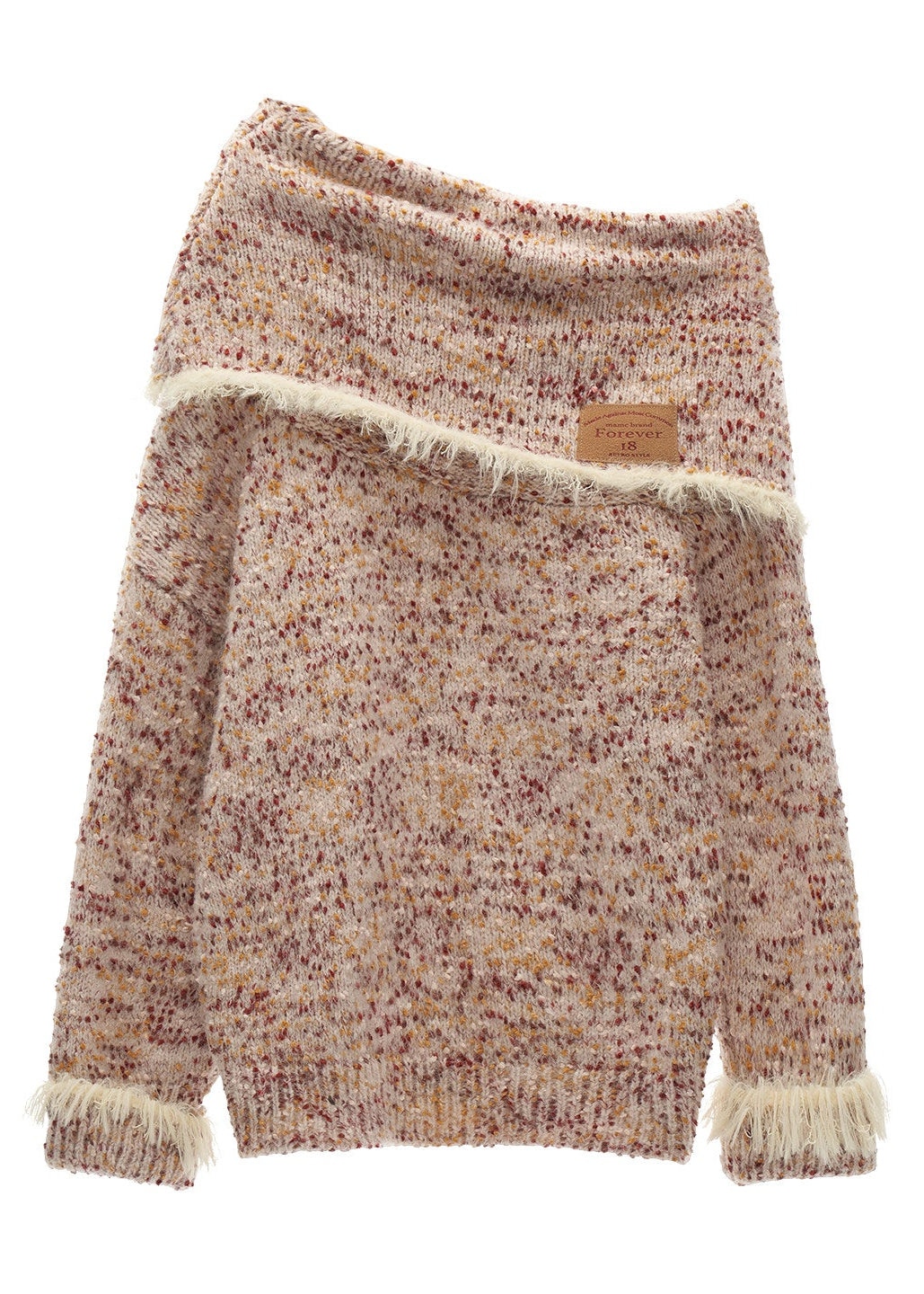mixed grain sweater women, slanted neck knit top, y2k loose sweater, fleece knit jacket women, high neck sweater women, lazy fit knitwear, street style sweater women, autumn winter knit top, cozy oversized sweater, trendy knit jacket women, mamc sweater style, relaxed fit fleece knit, casual street knitwear, fashion long sleeve sweater, y2k streetwear knit