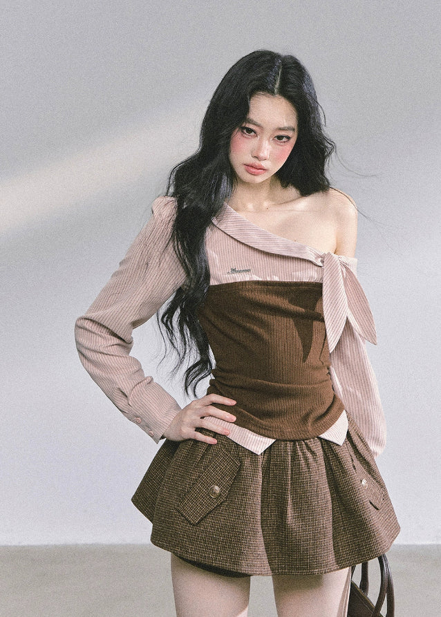 korean skirt, plaid mini skort, trendy bubble skirt, street style skirt, high waist mini skirt, puff skirt women, kfashion skirt, soft girl mini skirt, korean american style clothes, fall winter mini skirt
