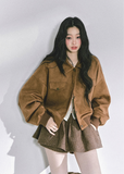 woolen suit set, lace layered top, french autumn outfit, hepbum style jacket, suede mini skirt set, korean fashion three piece, fall winter women's set, caramel jacket outfit, lace camisole top, elegant wool suit women
