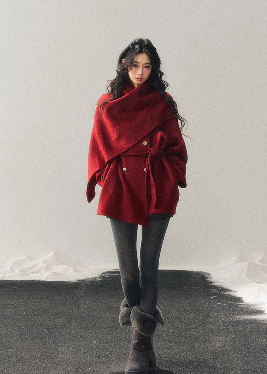 winter wool coat, reversible wool coat, Korean style coat, AOMALM coat, tartan wrap coat, plaid winter jacket, feminine winter coat, wool cape coat, oversized shawl coat, Korean fashion outerwear, winter wrap coat, reversible tartan jacket, warm wool jacket, elegant winter coat, aesthetic Korean outfit, winter fashion women, wool blend coat, Korean girl style coat, trendy winter coat women, autumn winter outerwear