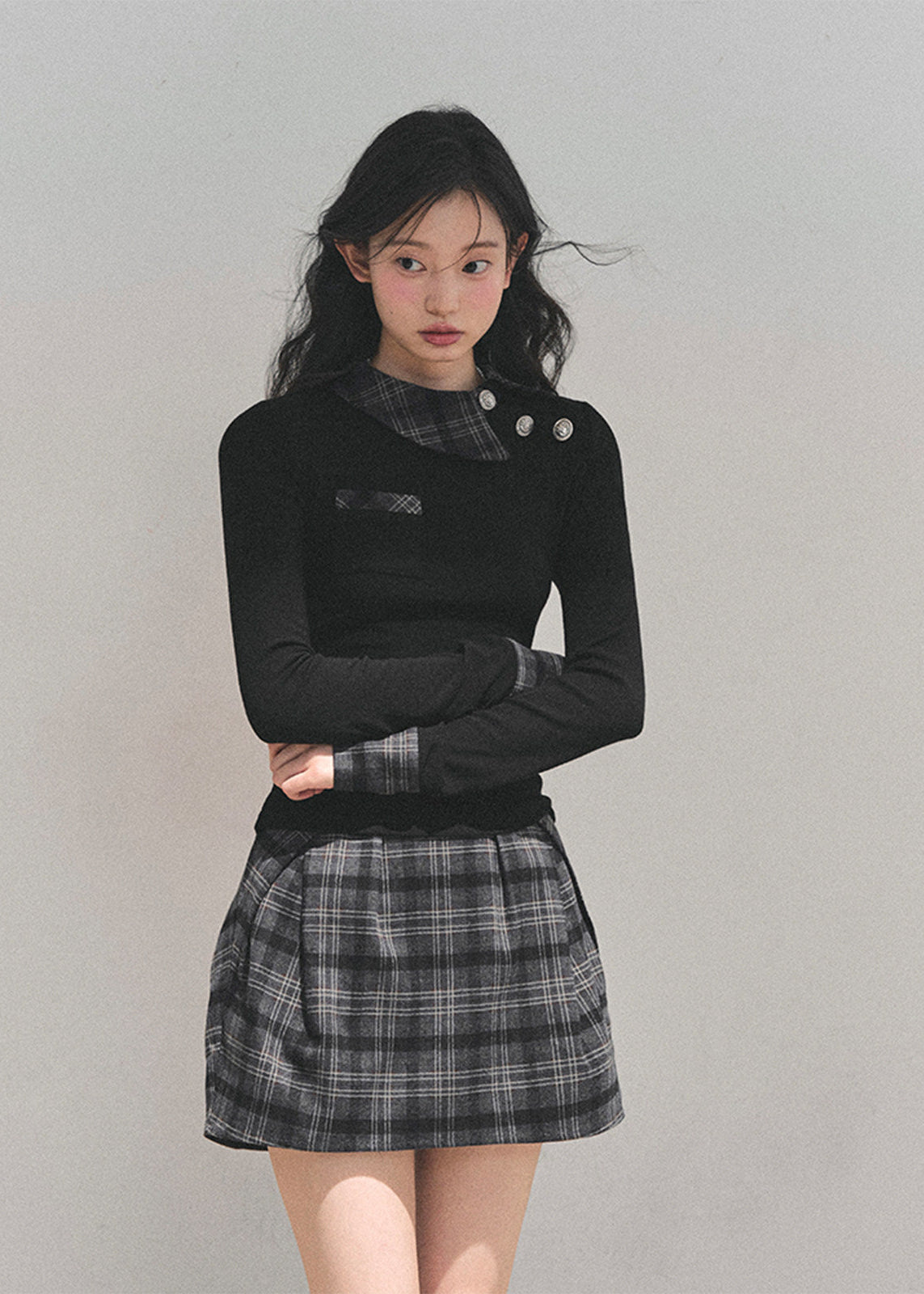 AOMALM knit set, Korean two piece outfit, women winter skirt set, knit top mini skirt set, feminine Korean style, plaid mini skirt women, winter knit outfit, slim fit knit top, Korean fashion women, soft feminine outfit, preppy knit set, winter mini skirt set, elegant Korean clothing, cute winter outfit women, aesthetic Korean set, fall winter knitwear