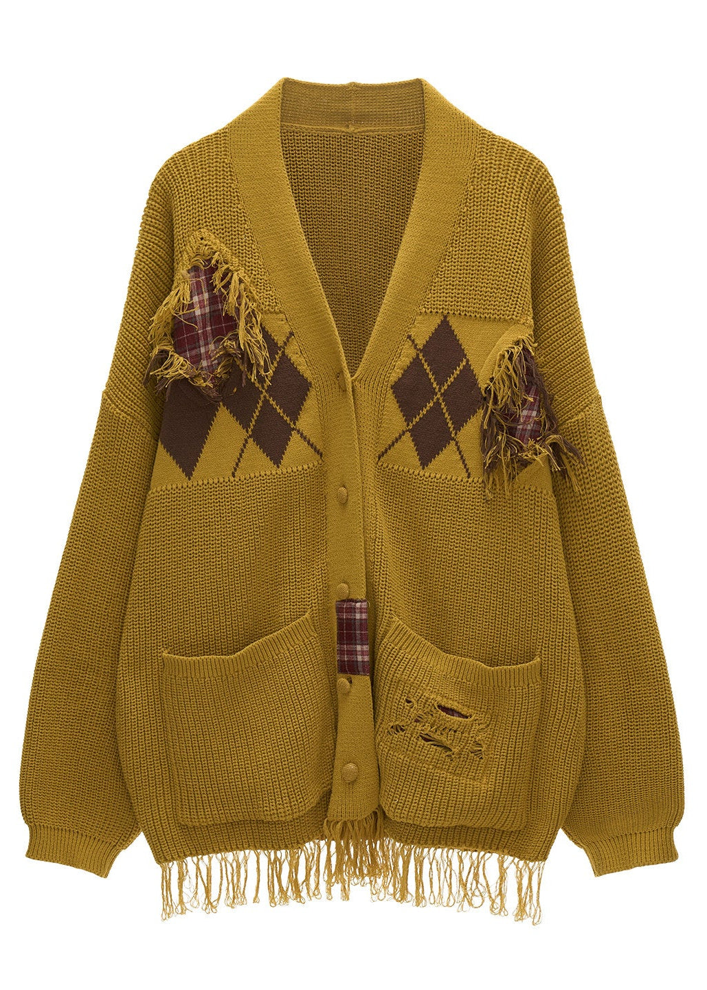 fringed knit sweater women, patchwork sweater jacket, y2k oversized knit, loose fit winter sweater, street style knitwear women, premium casual sweater, lazy fit knit top, autumn winter knitwear, trendy fringe sweater, mamc sweater style, oversized street sweater, casual knit jacket women, fashion patch knit, y2k fashion sweater, long sleeve knit top