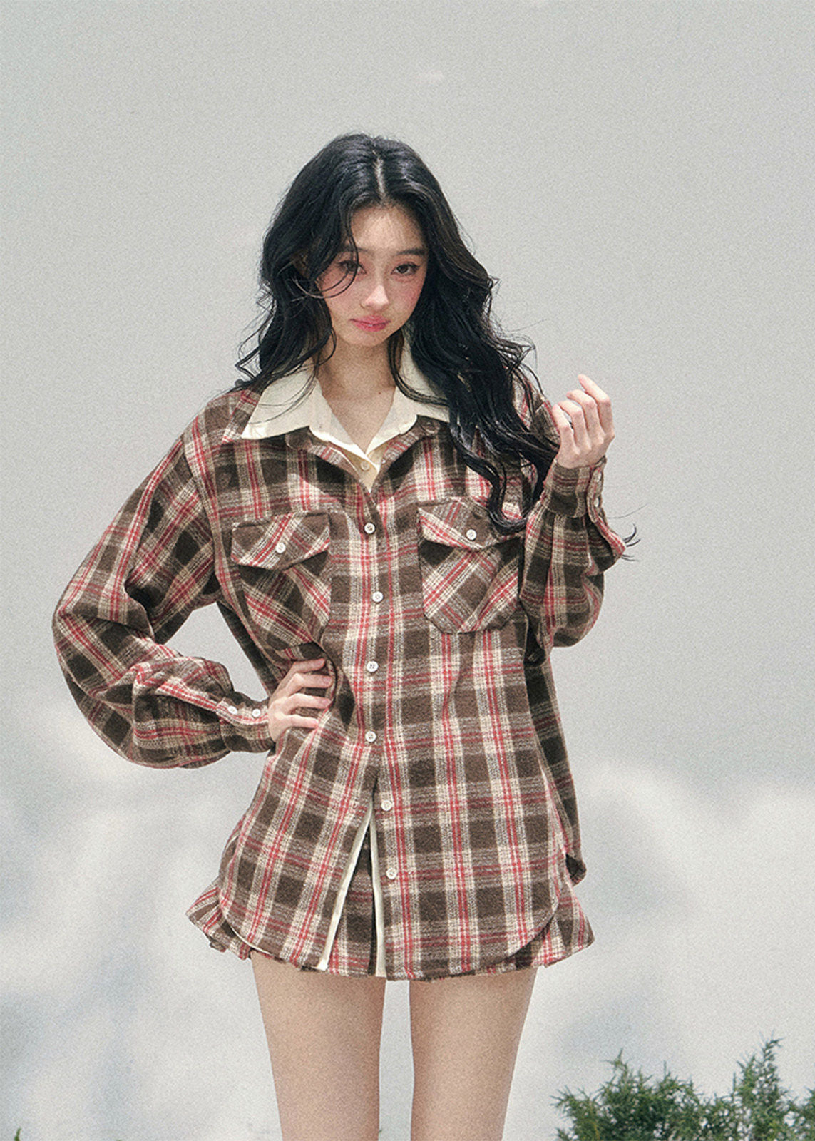 AOMALM plaid shirt skirt set, French romantic British style outfit, feminine plaid twinset women, Korean elegant spring two piece set, quiet luxury vintage plaid ensemble, Parisian inspired plaid shirt outfit, romantic Korean French aesthetic clothing, cafe tone plaid outfit women, refined luxury womenswear twinset, feminine British style check skirt set, elegant spring plaid fashion, soft romantic plaid shirt women, luxury Korean designer inspired outfit, vintage romantic spring ensemble