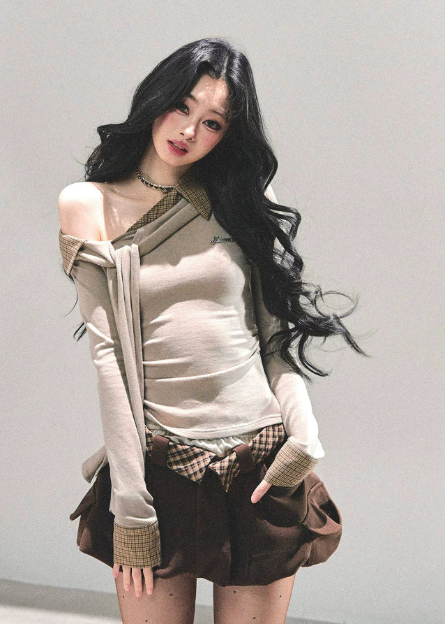 snow footprints skirt, AOMALM skirt, Korean plaid mini skirt, winter puff skirt, flower bud skirt, A-line plaid mini, Kochi plaid skirt, miu style skirt, winter mini skirt women, Korean fashion skirt 2025, cute puff mini skirt, autumn winter skirts, high waist puffy skirt, bud silhouette mini, stylish short skirt women, K-fashion A-line skirt, bubble hem skirt, plaid waistband skirt, feminine Korean outfit, winter street style skirt