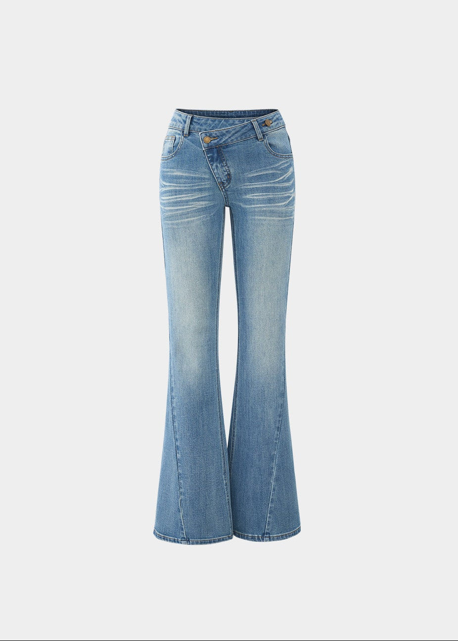 vintage flared jeans, slim flared jeans, women flare denim pants, Korean style jeans, feminine flared jeans, summer denim pants, vintage blue jeans women, black flare jeans women, leg lengthening jeans, slim fit denim trousers, high waist flare jeans, casual chic jeans women, retro flare pants, versatile women jeans, fitted flare denim