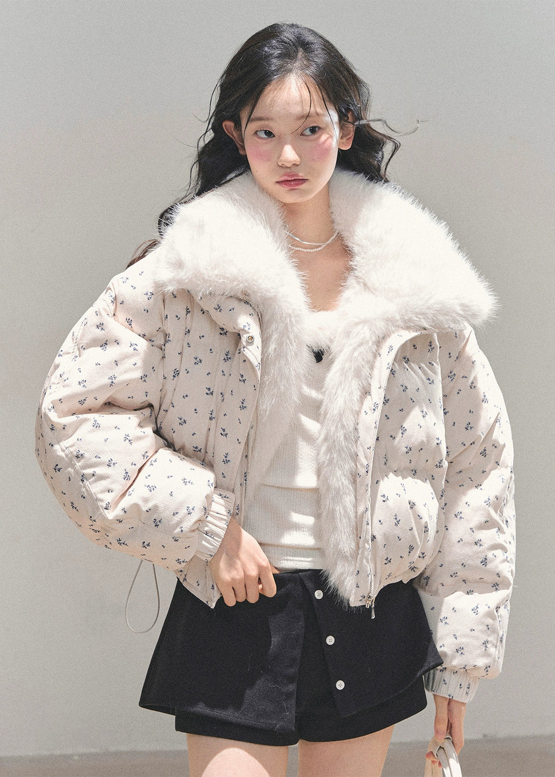 Korean knit top, winter fuzzy trim sweater, faux fur neckline top, soft girl aesthetic clothing, warm winter knitwear, elegant feminine top, scoop neck fur sweater, AOMALM winter collection, soft knit base layer, cozy Korean fashion, romantic winter outfit, long sleeve fur trim shirt, warm cute sweater womens, holiday knit top, Korean winter style 2025, soft touch knitwear, winter layering tops, white fuzzy sweater womens.