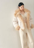 white duck down jacket, fur collar down jacket, women winter down coat, korean style down jacket, feminine winter jacket, short down jacket women, warm winter coat women, plush fur collar jacket, luxury winter outerwear women, soft aesthetic winter coat, padded winter jacket women, aomalm winter jacket, cozy down jacket women, elegant winter coat, fashion down jacket