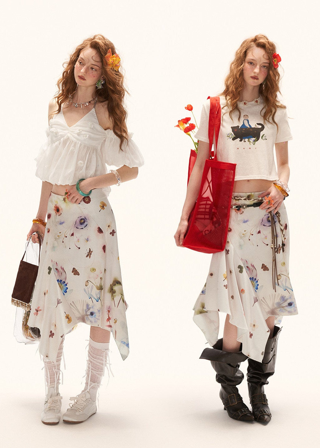 midi skirt women, summer 2026 outfits, floral midi skirt, satin skirt women, vacation outfit women, flower field outfit, brunch outfit women, korean fashion skirt, casual summer outfit, aesthetic outfit women, lightweight summer skirt, flowy midi skirt, feminine summer outfit, picnic outfit women, boho summer skirt, stylish midi skirt, trendy summer outfit, elegant summer skirt, asymmetrical skirt women, versatile summer skirt