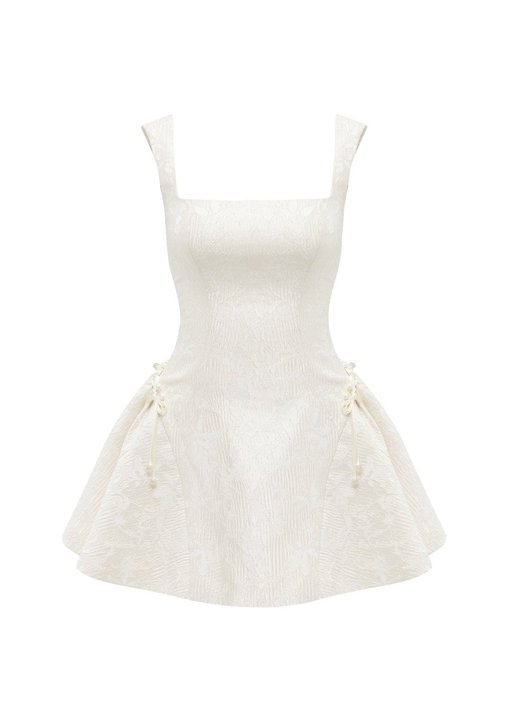 ivory a line dress, square neck dress women, white summer dress, french style mini dress, korean fashion dress, romantic summer dress, sleeveless a line dress, vacation dress women, feminine summer outfit, elegant casual dress