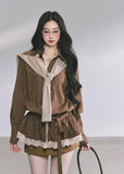 lace striped shirt women
french lace blouse
korean style striped top
ruffle lace trim shirt
long sleeve lace shirt women
autumn commuter blouse
elegant lace shirt outfit
korean american fashion top
slimming lace striped blouse
vintage lace ruffle top
romantic french style shirt
casual chic lace shirt women
