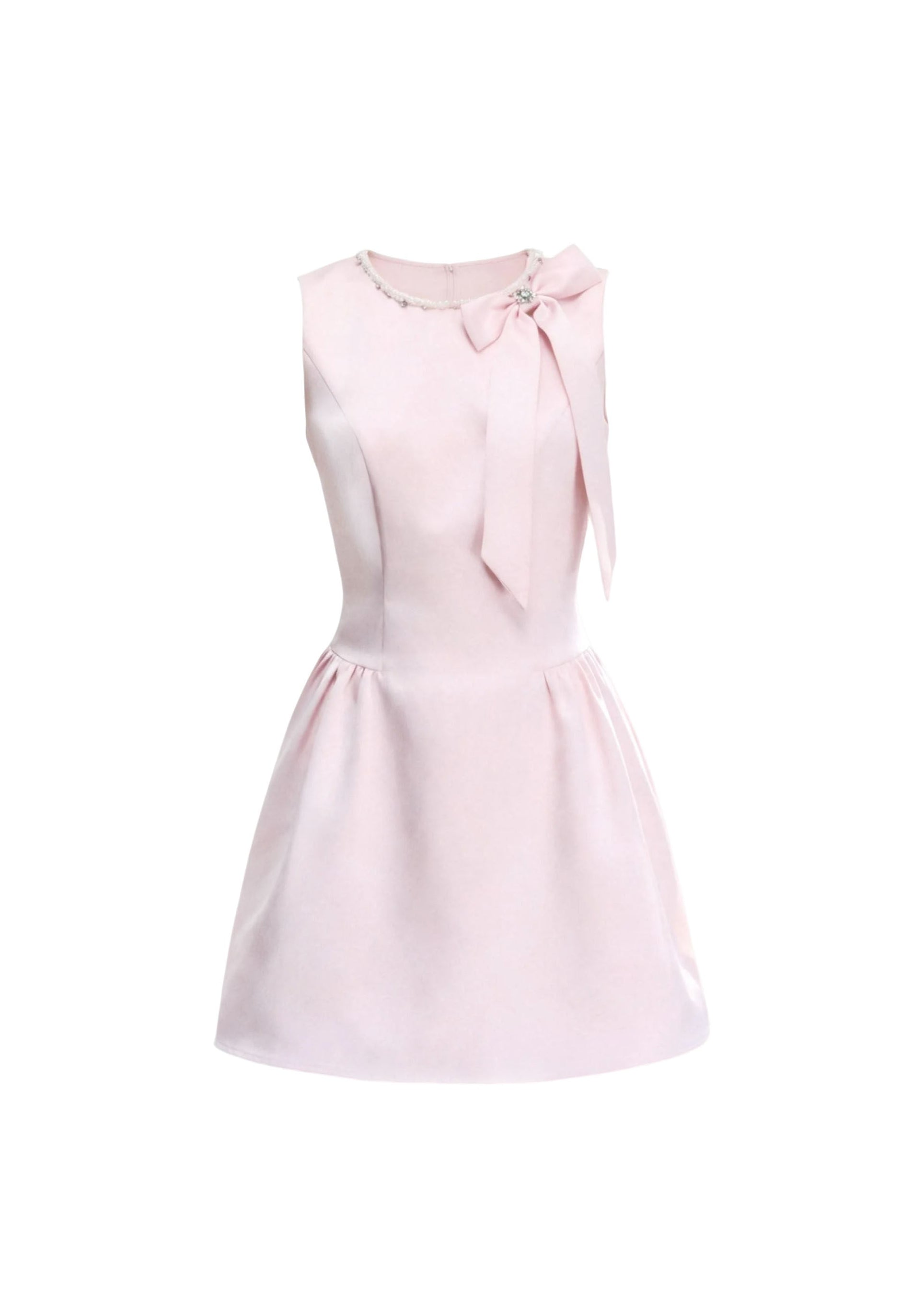 pink satin mini dress, princess satin dress, bow shoulder dress, feminine korean dress, fragileheart dress, birthday party dress, romantic pink dress, satin flare mini dress, soft girl mini dress, cute pink occasion dress, korean feminine fashion, blush satin dress