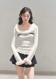 Korean knit top, winter fuzzy trim sweater, faux fur neckline top, soft girl aesthetic clothing, warm winter knitwear, elegant feminine top, scoop neck fur sweater, AOMALM winter collection, soft knit base layer, cozy Korean fashion, romantic winter outfit, long sleeve fur trim shirt, warm cute sweater womens, holiday knit top, Korean winter style 2025, soft touch knitwear, winter layering tops, white fuzzy sweater womens.