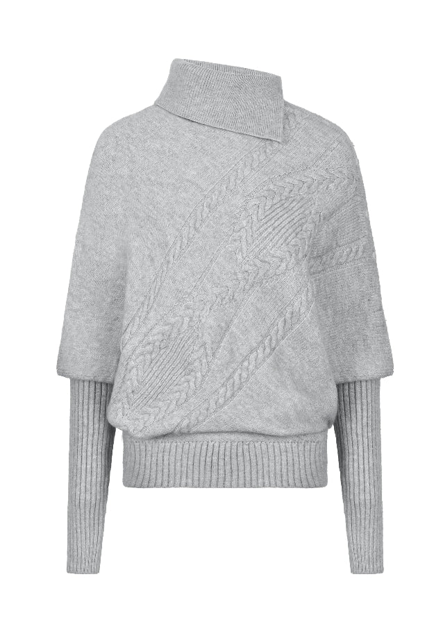 umoumo knit top, Korean style sweater, feminine knitwear, asymmetrical lapel sweater, cape style sweater, cable knit pullover, off-white cable sweater, colorful button sweater, winter Korean fashion, soft girl aesthetic knit, oversized feminine sweater, cozy winter top, girly Korean knitwear, cute cape sweater, asym knit design
