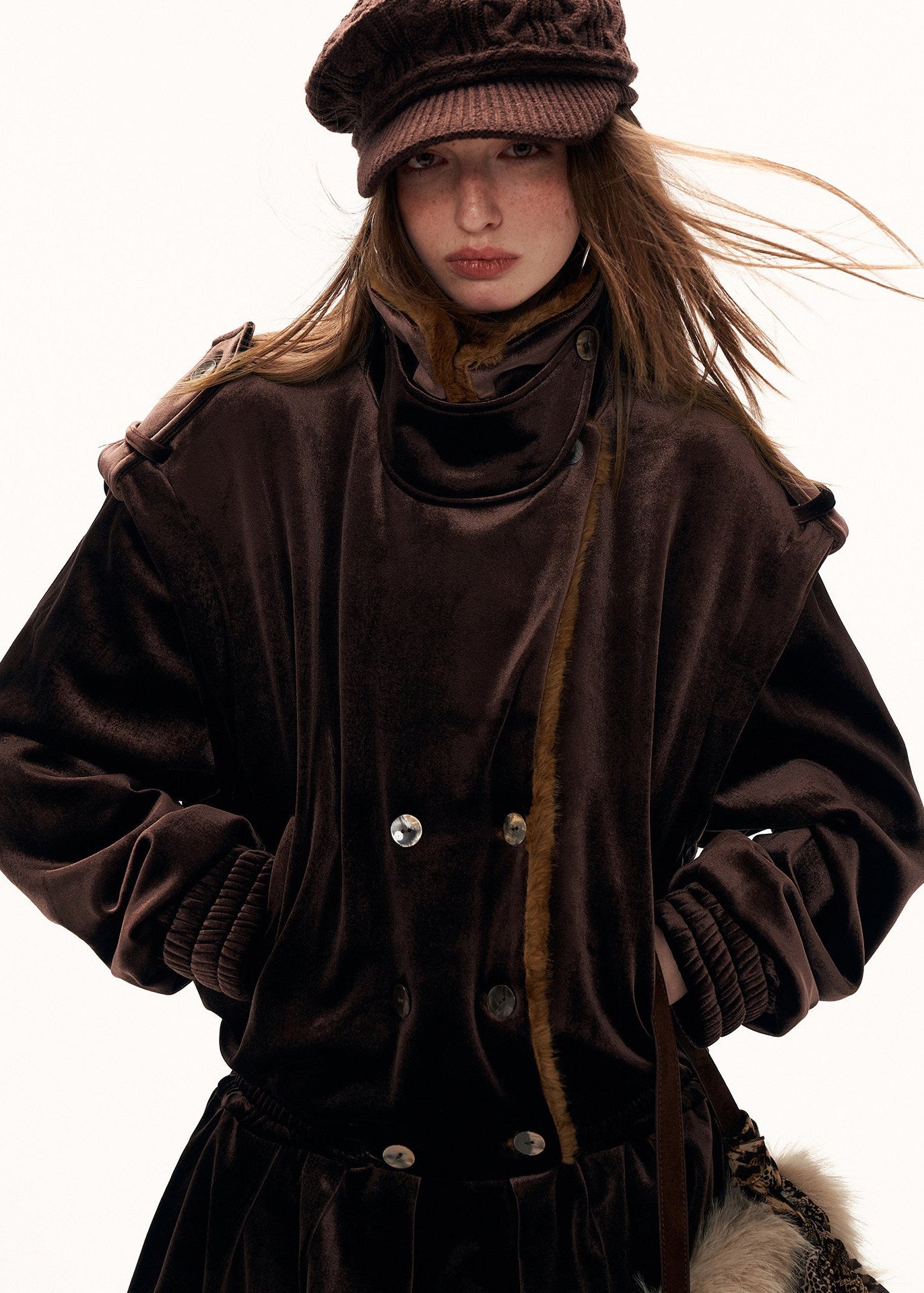 fleece jacket dress women, flower hem jacket skirt, y2k jacket dress, retro winter dress women, waist defined fleece coat, high fashion winter outfit, street style jacket dress, trendy fleece dress women, premium winter fashion women, mamc dress style, sculpted hem jacket, fashion mini coat dress, autumn winter statement dress, y2k streetwear women, high end casual dress