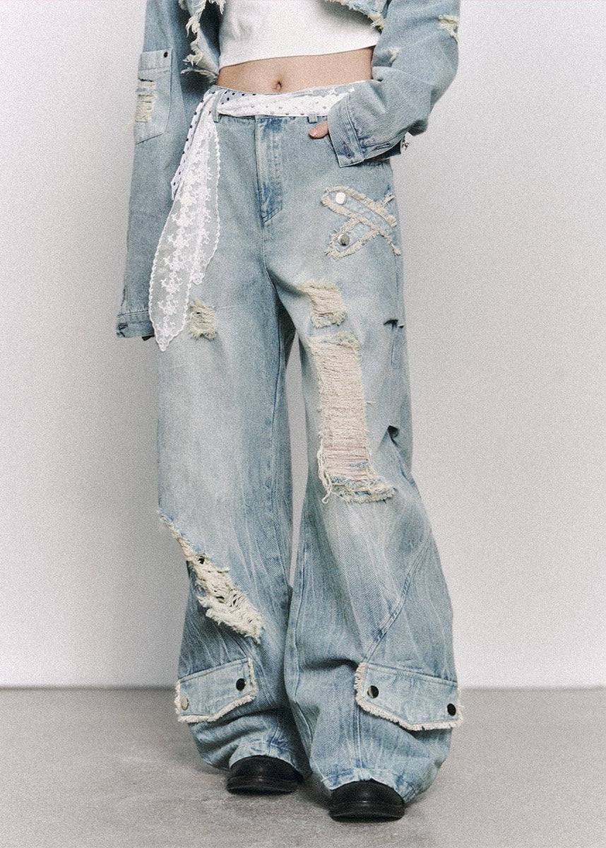 wide leg jeans women, distressed jeans women, ripped denim jeans, grunge outfit women, edgy outfit women, street style jeans, punk style clothing, y2k edgy outfit, alternative fashion women, oversized denim pants, raw edge jeans, baggy jeans women, urban streetwear women, dark aesthetic outfit, vintage washed jeans, statement denim pants, loose fit jeans women, rebellious fashion outfit, underground fashion women, distressed wide jeans