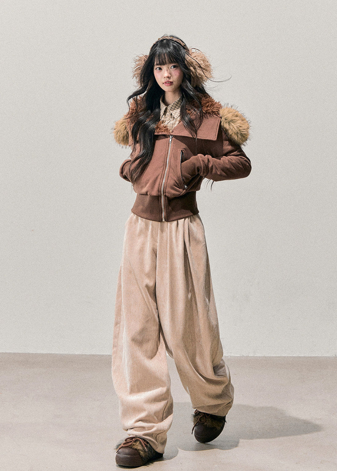 AOMALM knit top, Korean feminine top, plaid knit shirt women, fake layered top, autumn winter knitwear, Korean style long sleeve top, slimming knit blouse, soft feminine fashion, winter plaid top women, aesthetic Korean clothing, layered look knit top, slim fit winter top, cozy knit women, cute Korean outfit, everyday winter top