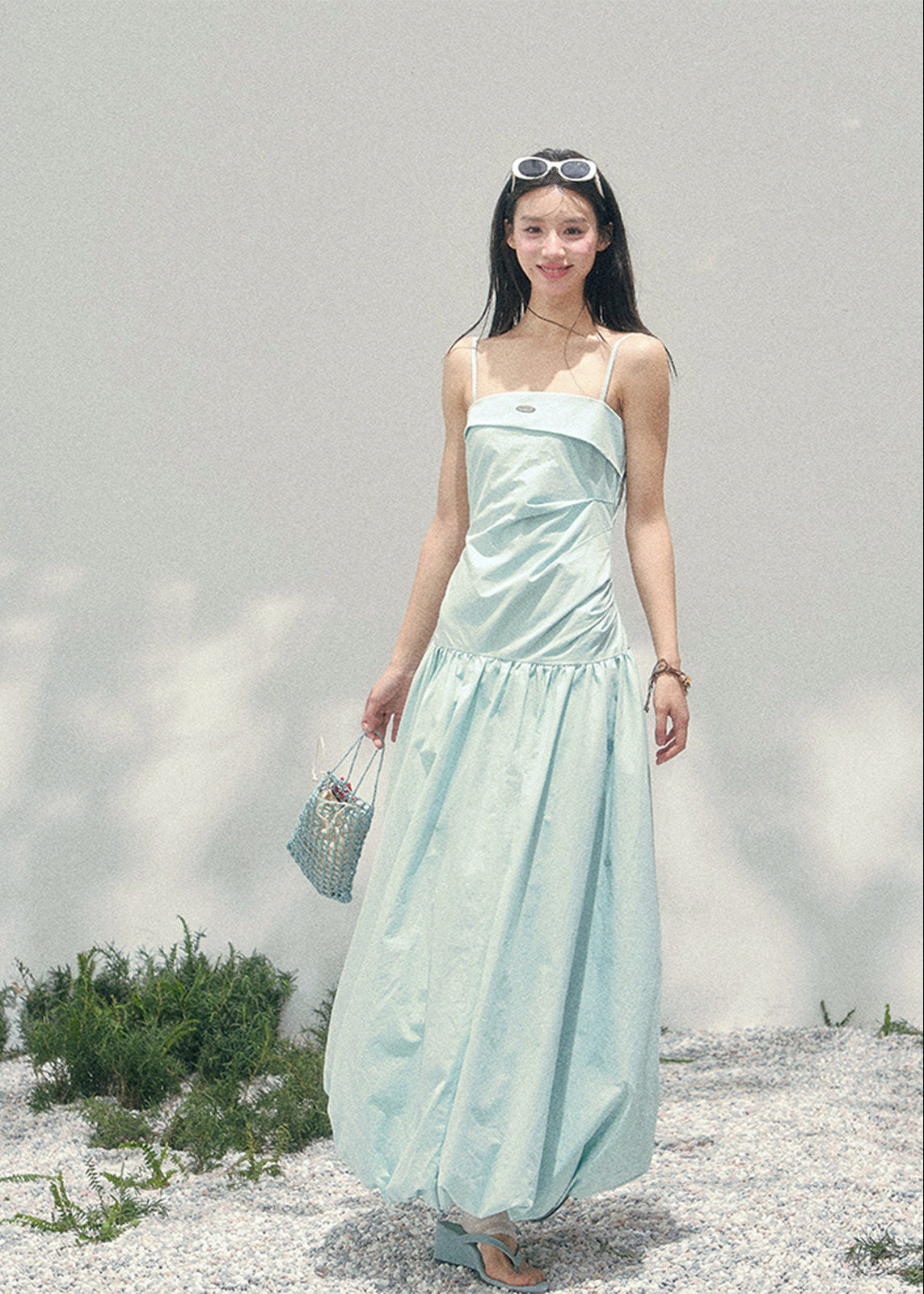 AOMALM seaside slip dress women, French romantic long slip dress, feminine vacation maxi dress, Korean elegant spring long dress, quiet luxury romantic outfit, Parisian inspired slip gown, waist defining long dress women, romantic Korean French aesthetic clothing, lightweight spring maxi dress, refined feminine seaside dress, soft luxury womenswear gown, elegant pastel long dress, luxury Korean designer inspired vacation dress, flowy spring slip dress women