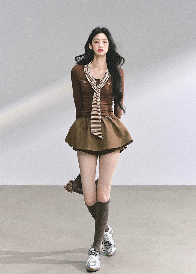 korean striped long sleeve top, contrast stripe knit blouse, korean preppy girl shirt, slim waist top women, korean autumn fashion 2025, korean casual long sleeve, two tone stripe blouse, seoul fashion streetwear top, korean hot girl outfit, trendy kfashion top, contrast stripe knitwear women, minimalist korean preppy top, cute casual stripe shirt, kstyle long sleeve top, korean girl clothing fashion