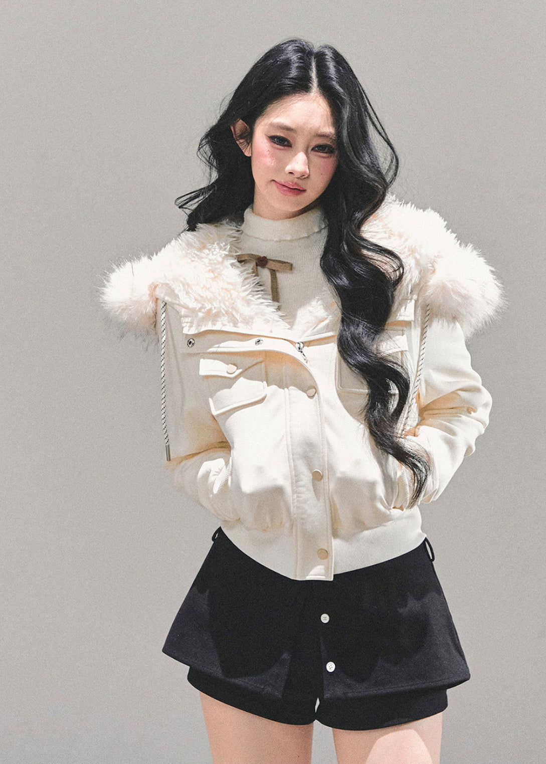 winter faux fur jacket, Korean winter coat, plush hooded jacket, AOMALM jacket, British style coat women, cute winter jacket, feminine winter outerwear, faux fur hood coat, soft plush winter coat, Korean aesthetic fashion, warm stylish jacket women, winter street style Korea, girly winter jacket, fluffy hood coat, cozy winter outerwear, trendy winter fashion 2025, Maillard tones jacket, autumn winter korean tops